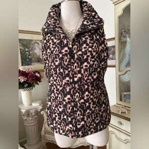 Talbots Cheetah print Quilted Vest/Pockets Size M C:4325 NWOT